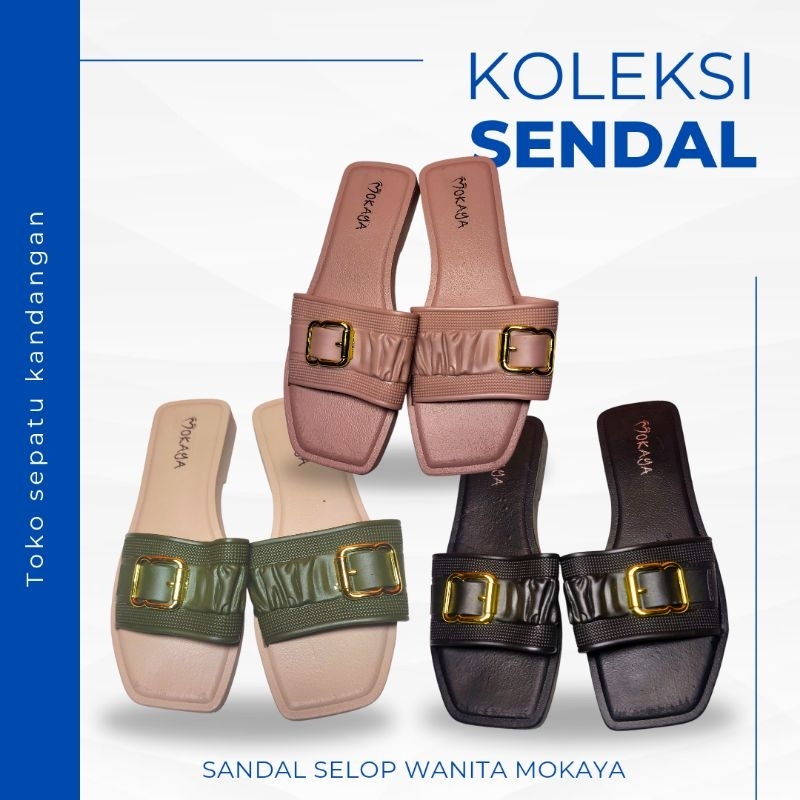 Sandal Selop Wanita Karet Jelly Plastik Mokaya, Sendal Cewek Harian Tahan Air, Sandal Perempuan