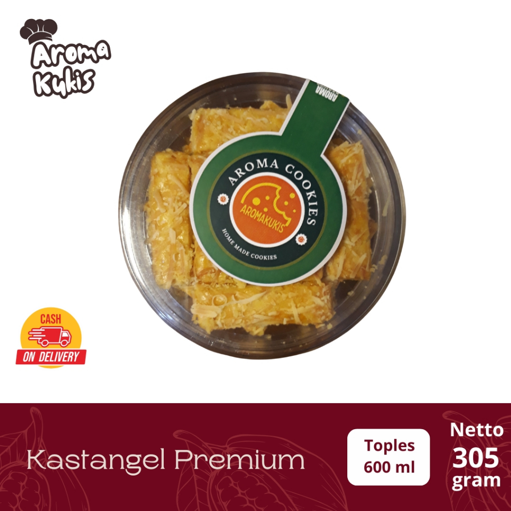 

Aromakukis Kue Kastangel Premium Toples 600 ml Kue Kering Lebaran