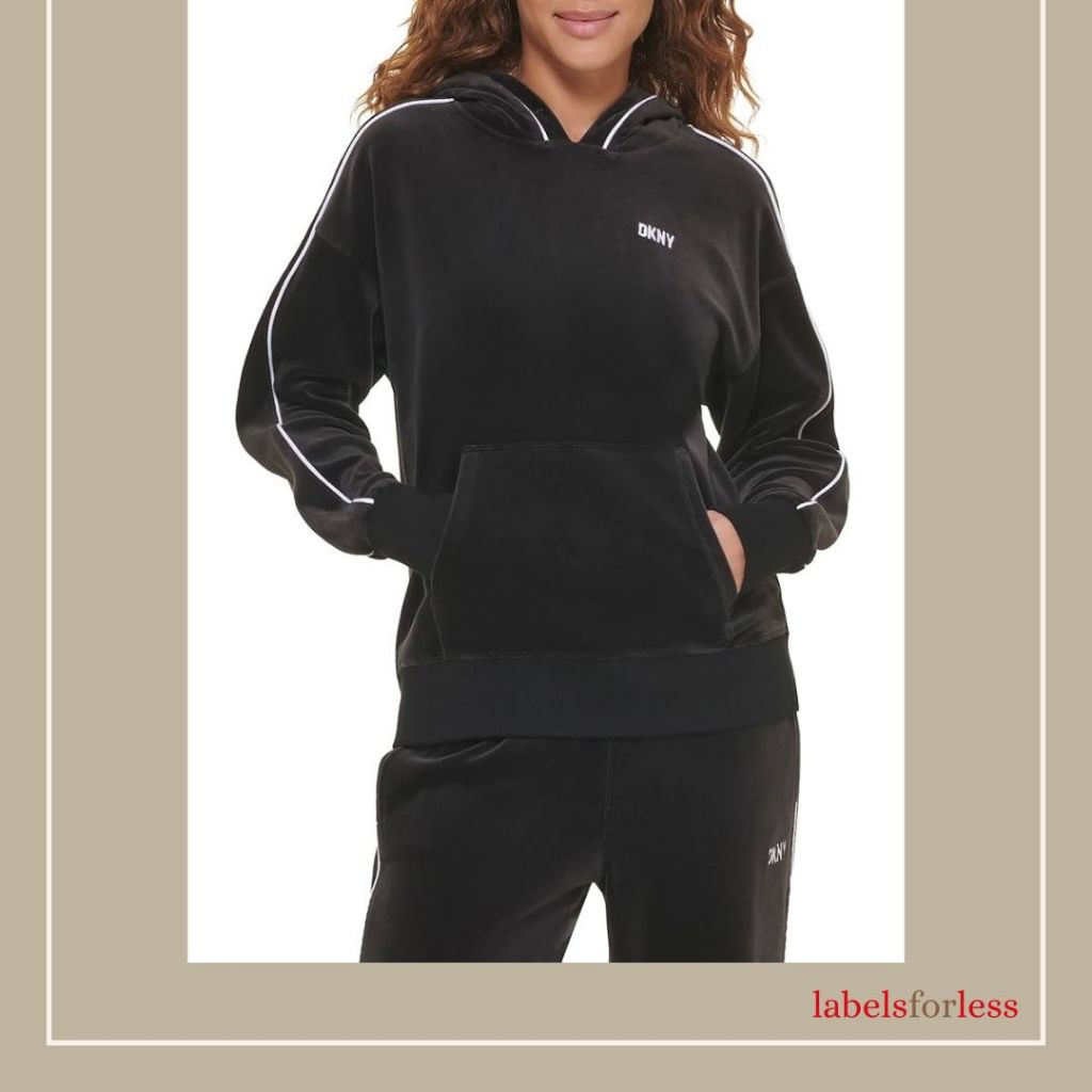 DKNY Stripe Velour Hoodie