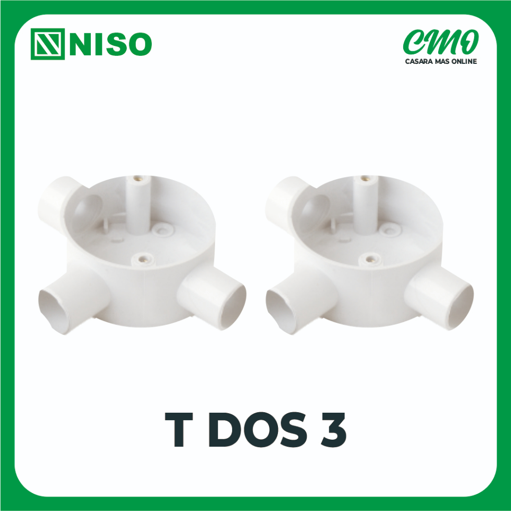 T DUS / T-DUS / T DOS CABANG 3 NISO 20 MM PUTIH T DUS KABEL LISTRIK