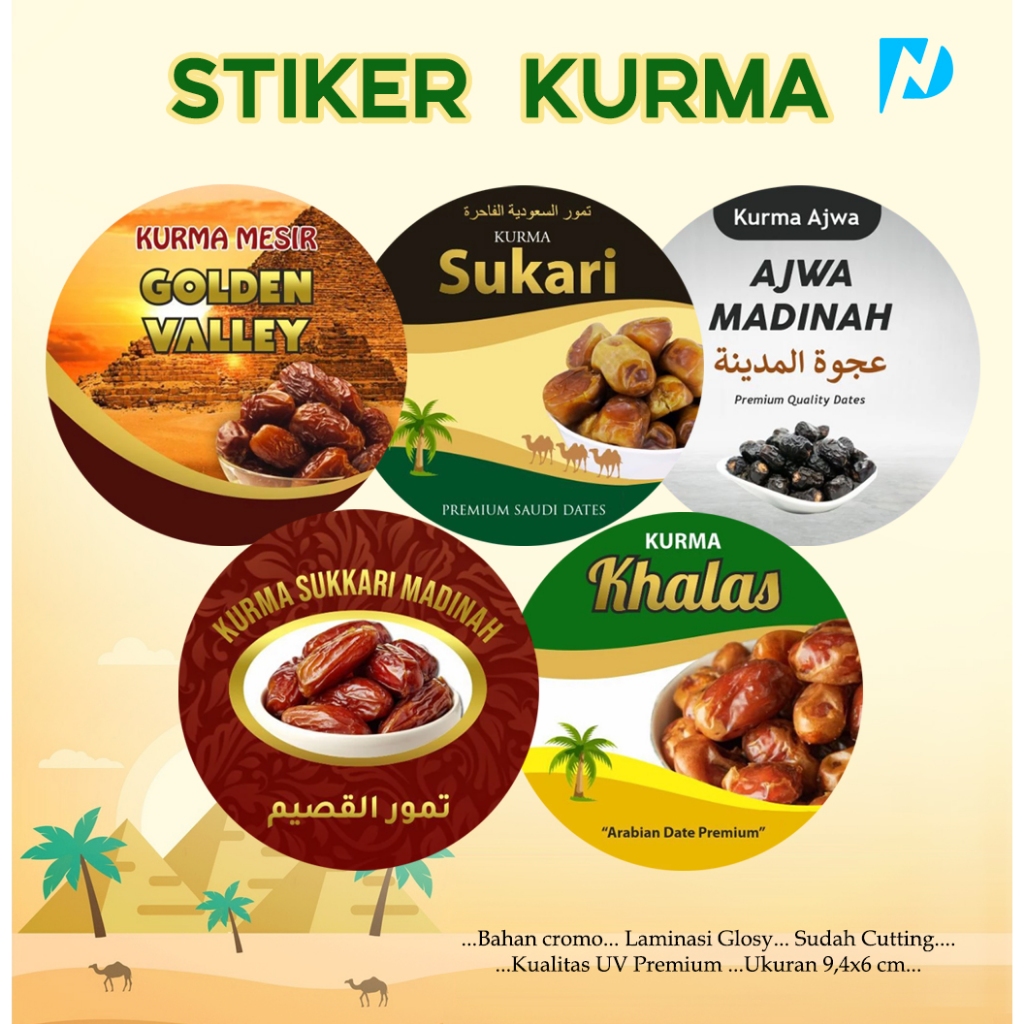 

Stiker Kurma Bulat | Kurma Sukkari, khalas, Ajwa | Sudah Cuting Tinggal Tempel