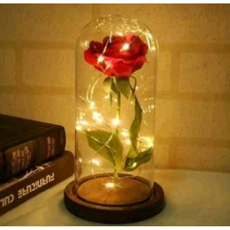 LAMPU HIAS MAWAR LED / GLASS DOME FLOWER