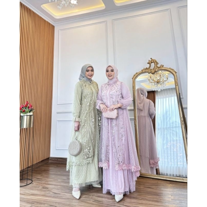 gamis set auter brukat sahira dress premium ori