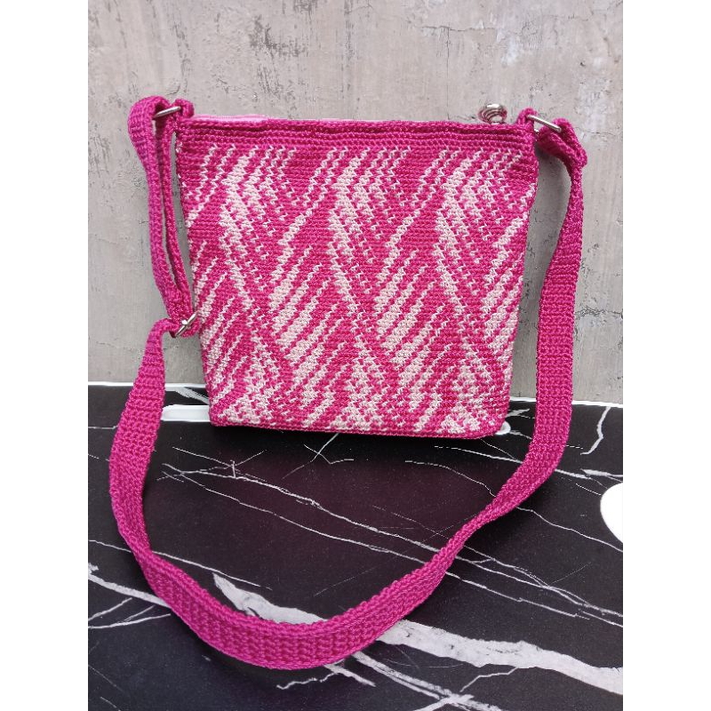 TAS RAJUT NILON PP PREMIUM WARNA PINK