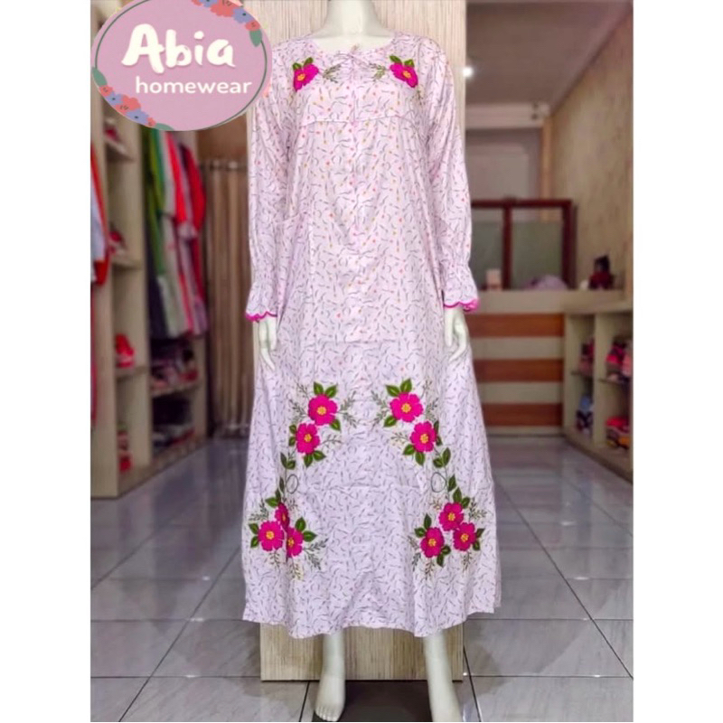 Gamis Katun Jepang Bordir Khas Malang - Busui Friendly (Pink)