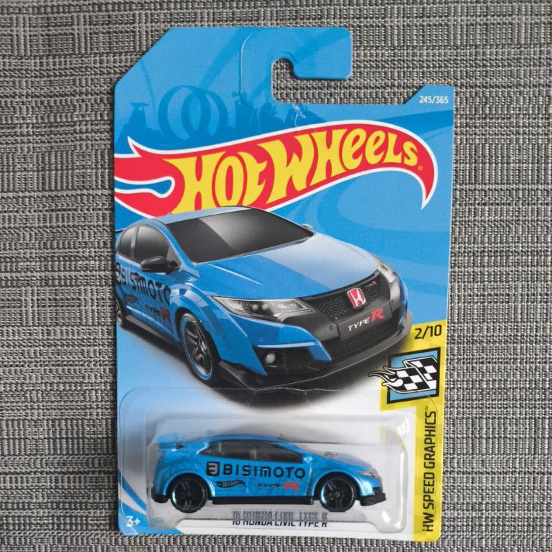 Hot Wheels 16 Honda Civic Type R Blue BISIMOTO BAD CARD /CARD ADA MINUS