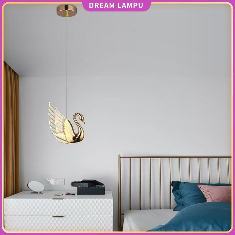 Lampu Gantung Dinding Angsa Estetika LED Kamar Anak-anak/Perempuan Lampu Gantung hias Meja Makan