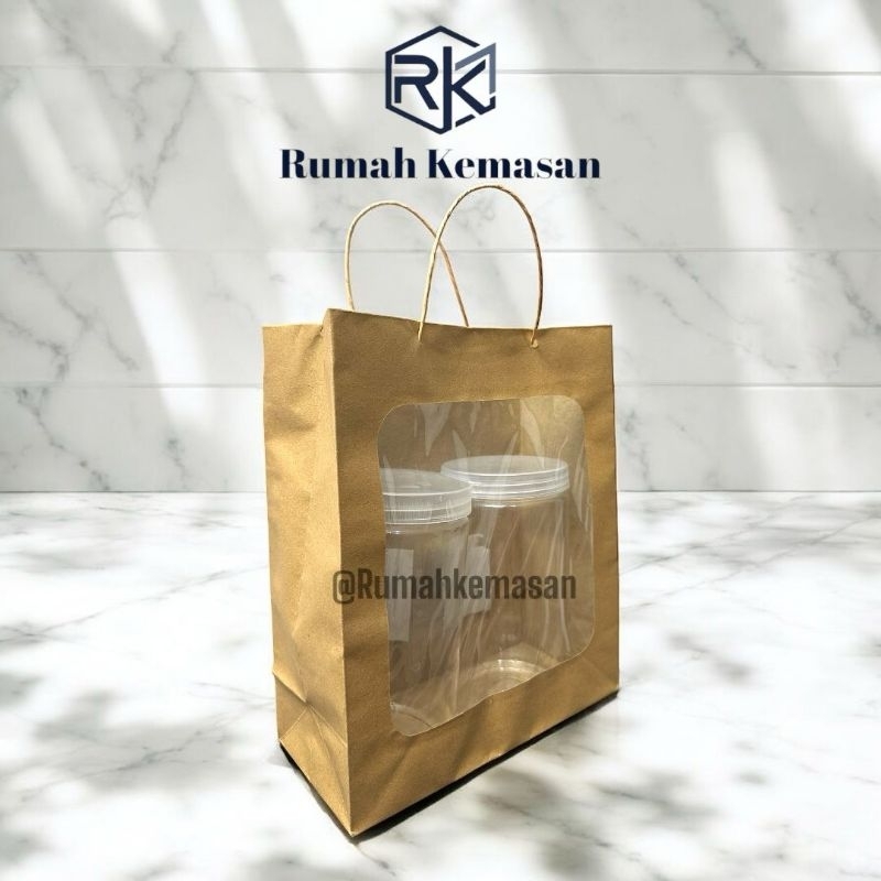 

[12 PCS] PAPERBAG 22X10X26 MIKA JENDELA | TEMPAT SOUVENIR | TAS KERTAS MIKA COKLAT | TAS HAMPERS