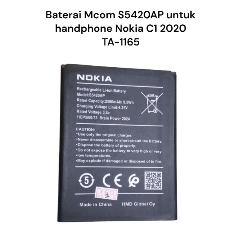 Baterai Mcom S5420AP untuk handphone Nokia C1 2020 TA-1165