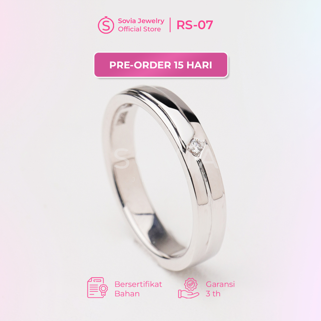Sovia Jewelry Cincin Nikah Single Palladium/ Platinum RS-07 [SINGLE]