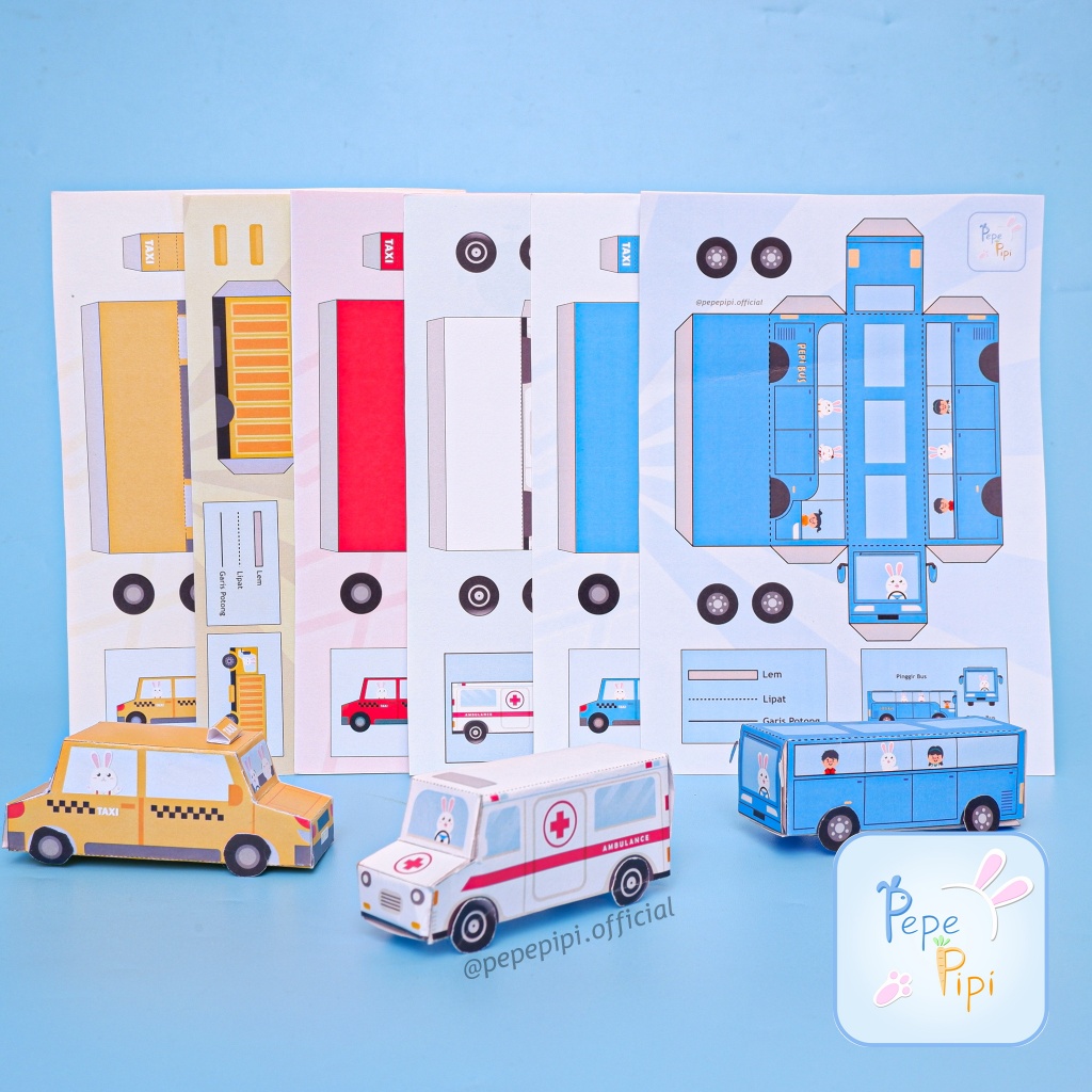 Papercraft Pola Kendaraan Bus Truck Paper Truk Craft Kerajinan Kertas Cut & Play Kerajinan Tangan Ak