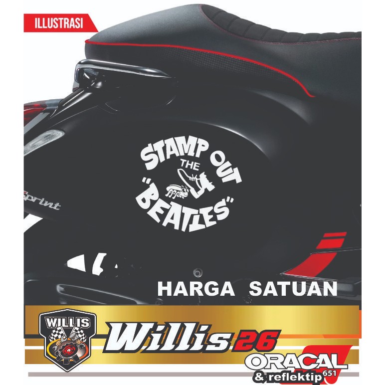 STICKER STIKER CUTTING PIAGGIO VESPA SCOOPY MOBIL DLL THE BEATLES STAMP OUT