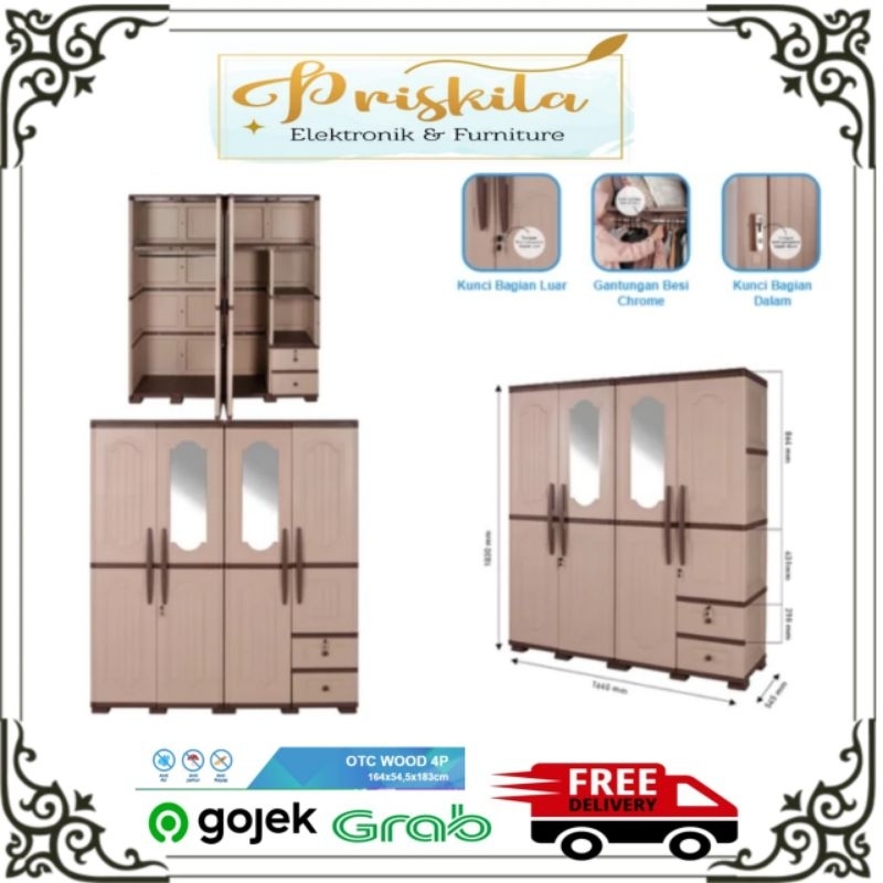 lemari pakaian 4 pintu olymplast / lemari OTC 4p olymplast/ lemari pakaian plastik olymplast/ furnit