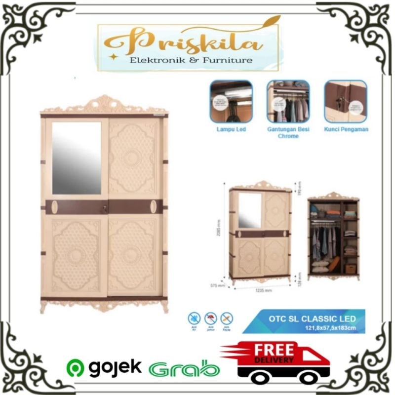 lemari pakaian 2 pintu sliding / OTC sliding 2 pintu / olymplast/ OTC sliding classic/ furniture Pal