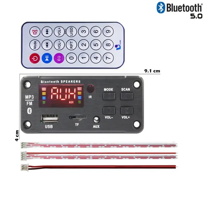 Modul Kit MP3 Player Bluetooth 5.0 Model Kotak terbaik Hitam