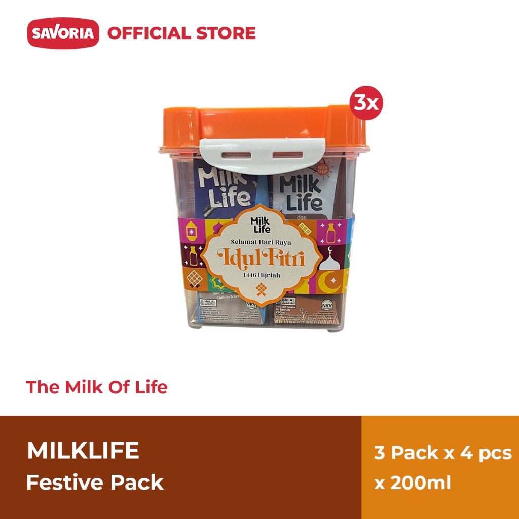 

MilkLife UHT Festive Pack isi 12 Pcs x 200ml Gratis Container