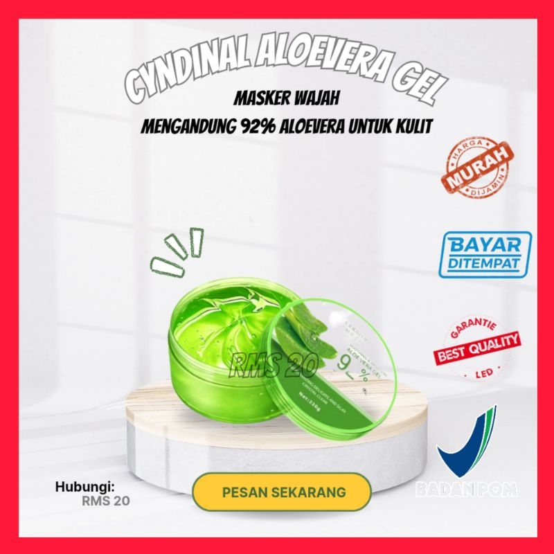 (BPOM) CINDYNAL Aloevera gel 92% pelembab wajah glowing peremajaan kulit aloevera jel gel lidah buay