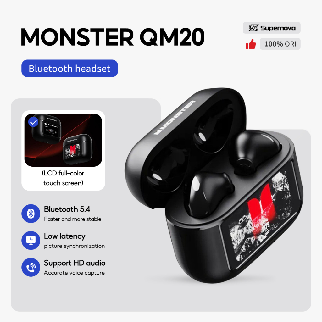 Monster QM20 TWS Stereo Headset Bluetooth ENC Earbuds - In-ear Headphones