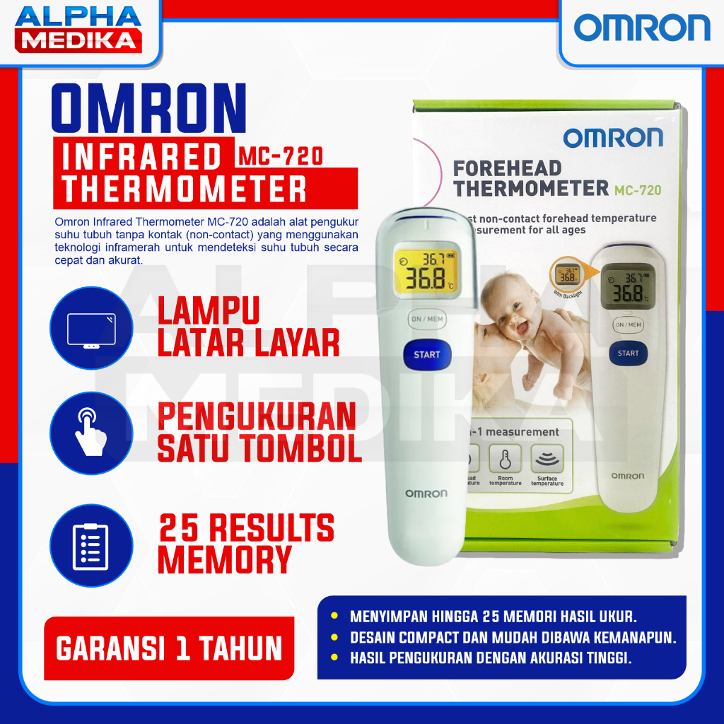 Termometer infrared Omron MC - 720 / Thermogun infrared / Termometer Dahi