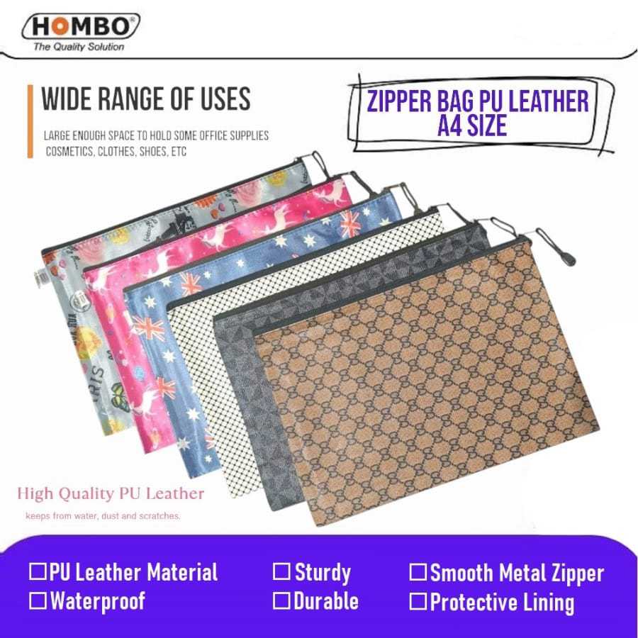 

Zipper Bag PU Leather A4 / Map Resleting A4 / Map Zipper Motif / Tas Zipper A4 / Dompet Zipper A4