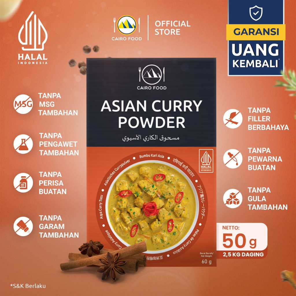 

Bumbu Asian Curry Powder Sehat – Tanpa MSG, 100% Rempah Murni | Cairo Food