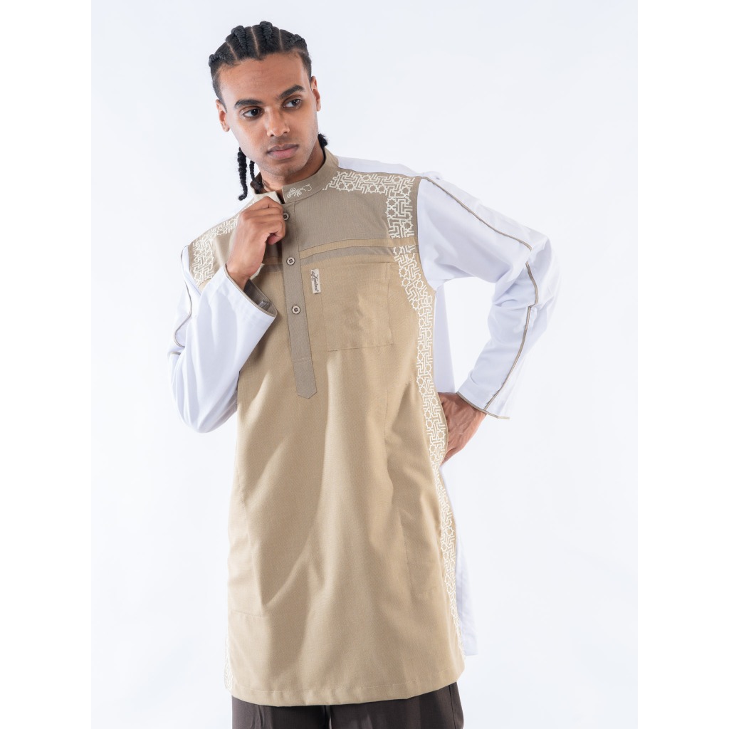 KAMILIANO Kurta Lengan Pendek Pria FARDEEN - CREAM