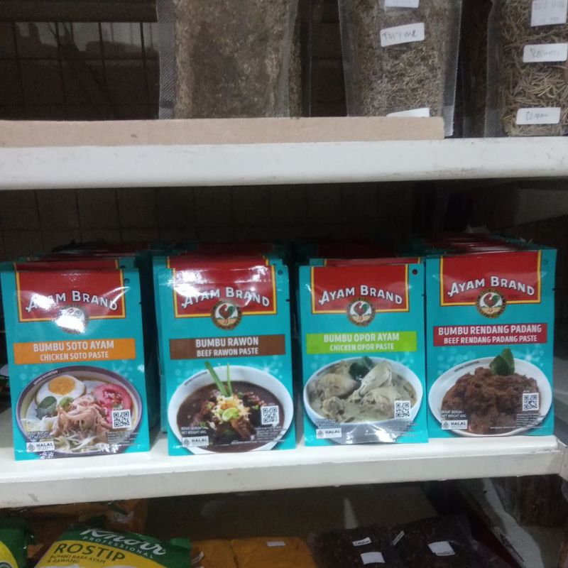 

BUMBU AYAM BRAND VARIAN SOTO AYAM, RAWON, OPOR AYAM, RENDANG PADANG BERAT BERSIH 60 GR