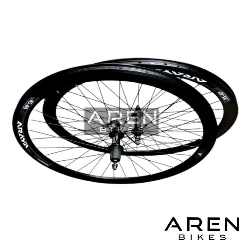 WHEELSET SEPEDA 700C 700 C ARAYA KS40 VELG RIM RIMS HUB FREEHUB OXO CASSETTE SLUP LUBANG 32 HOLE 32H