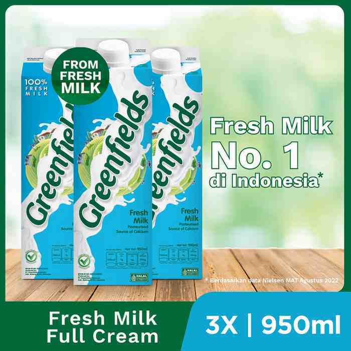 

[Triplepack] Susu Segar Greenfields-Fresh Milk Full Cream 950ml x 3pcs