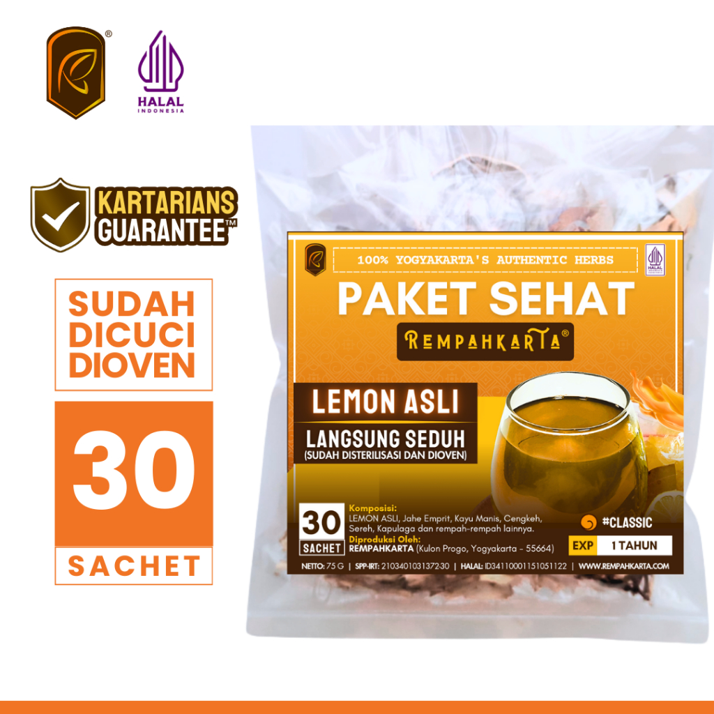 

REMPAHKARTA Paket Sehat Wedang Uwuh Lemon (30 Sachet)