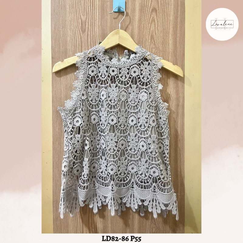 Jew berry BKK Ready Stock Purple Lace Brocade Top Blouse Flower Top Sleeveless Lengan Kutung Baju At