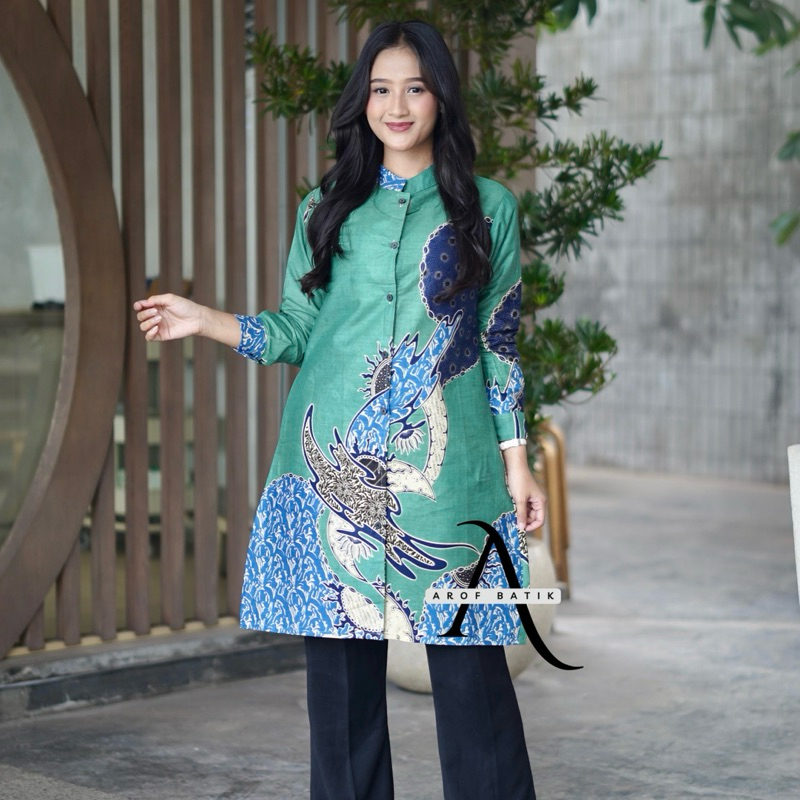 Atasan Tunik Batik Wanita Motif Blarak Terbaru Jumbo Seragam