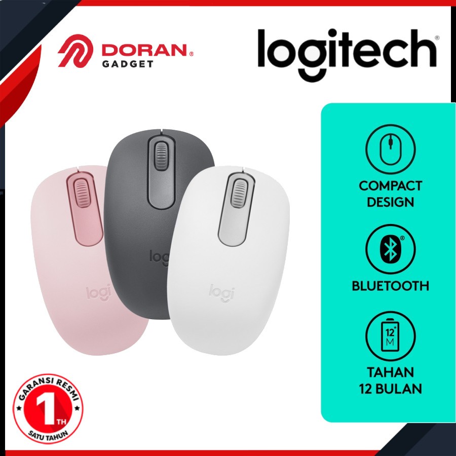 Logitech M196 Mouse Wireless Bluetooth Mouse Simple dan Portabel Laptop, PC, Mac, Windows, macOS