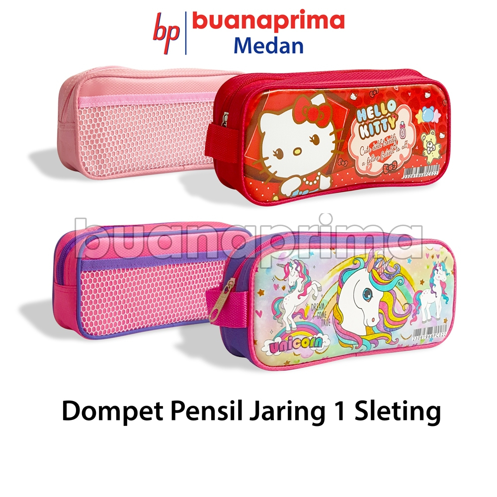 

Dompet Pensil JARING 1 RESLETING Motif Unicorn Hello Kitty Kotak Pensil Kain Tebal Karakter Lucu