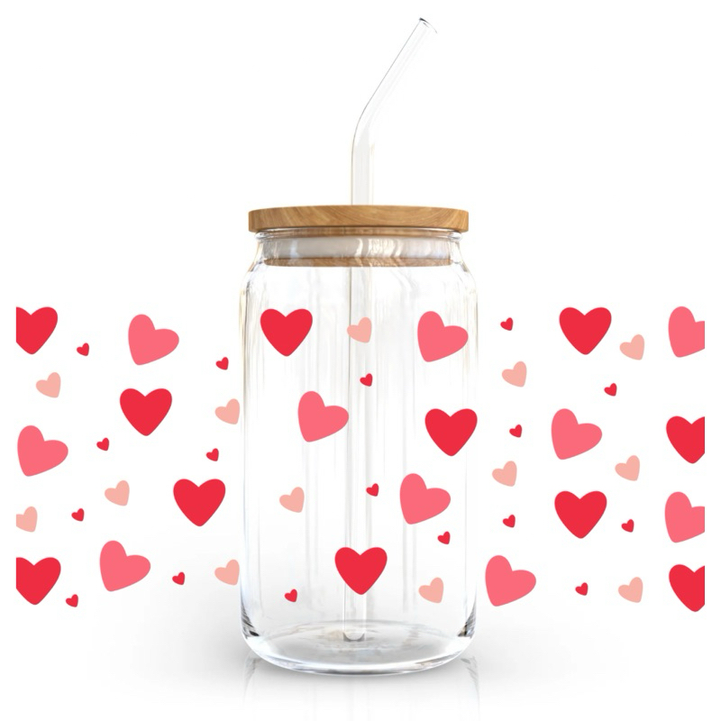 16oz Gelas kaca/ Gelas kaca estetik / Gelas aesthetic / Custom stiker / Hampers / gelas tumbler