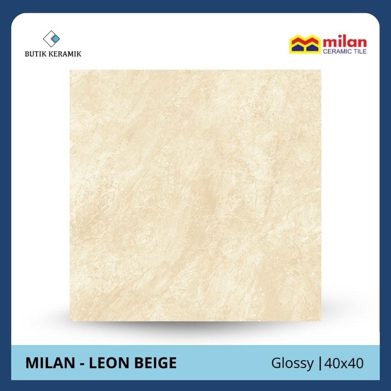 Keramik 40x40 cm | Milan | Leon Beige | Glossy | Grade A | Keramik Lantai