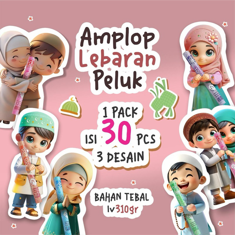 

AMPLOP LEBARAN PELUK | AMPLOP LEBARAN ISI 30PCS | AMPLOP LEBARAN 3D | AMPLOP LEBARAN