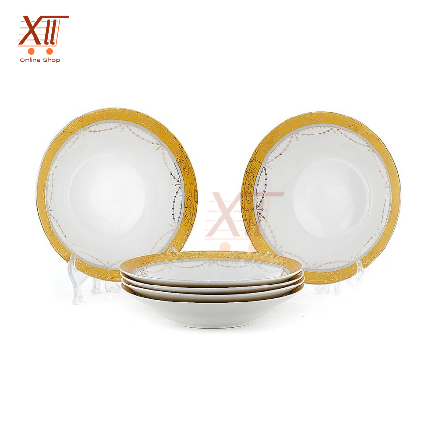 VICENZA B~179 GOLD TOUCH FOOD PLATE SET 6 PCS Piring Makan Keramik