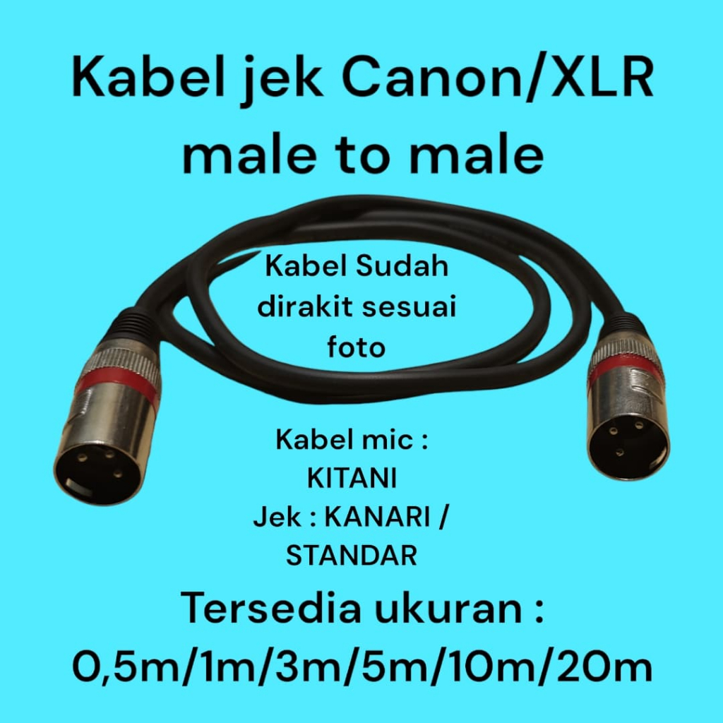 KABEL JEK CANON XLR MALE COWOK TO CANON XLR MALE COWOK  KABEL JEK RAKITAN AUDIO MIXER AMPLIFIER MONO