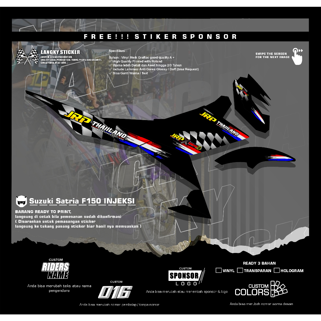 Striping Stiker Satria Fu All Satria Fu Injeksi Facelift Barong Type S JRP Racing Product Thailand