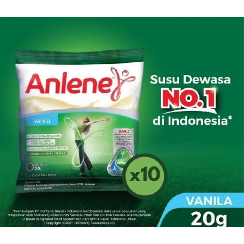 

Anlene Vanilla Cokelat 10 sachet × 22 gram