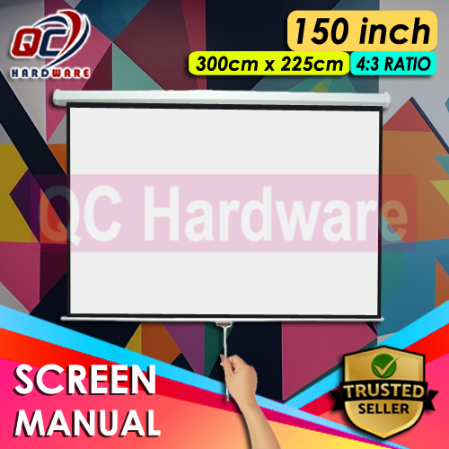 Screen Projector Manual 150" inch 4:3 - Layar Proyektor Gantung Dinding