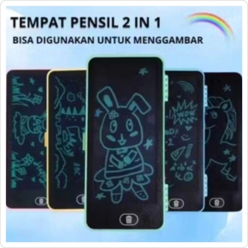 

Tempat pensil 2in1 LCD Drawing pad / Kotak pensil bisa menggambar menulis / Pencil case 2in1 dengan LCD Drawing