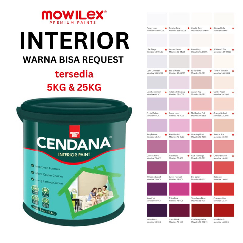 CENDANA Mowilex Interior Paint 5kg & 25kg | Cat Tembok Interior DOFF / Cat tembok Interior MATT MATT