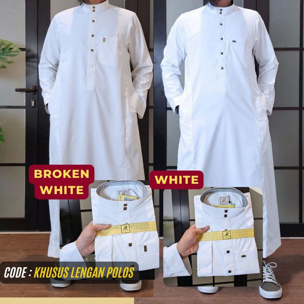 Jubah putih Alraz lengan polos | Gamis Al raz alfarizqi