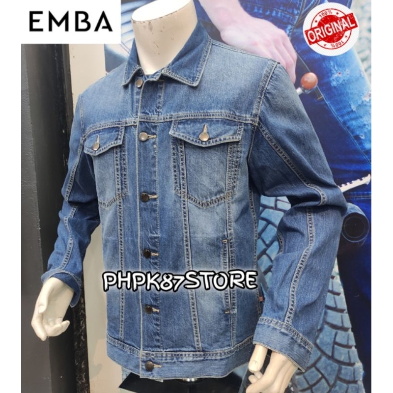 Jaket panjang pria merek Emba Denim,jaket denim original premium