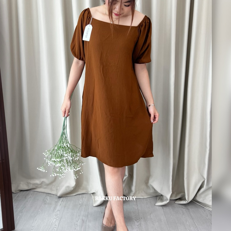 Rakku Jenny Dress Crinkle Airflow Jumbo / Long Dress Crinkle Lengan Balon Wanita 371