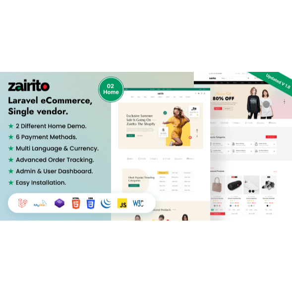 Zairito – Laravel eCommerce System | Single vendor
