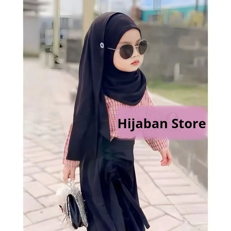 Pashmina Instan Kids Kancing Jilbab Anak Pastan Jersey Premium Umur 2 - 3 Tahun
