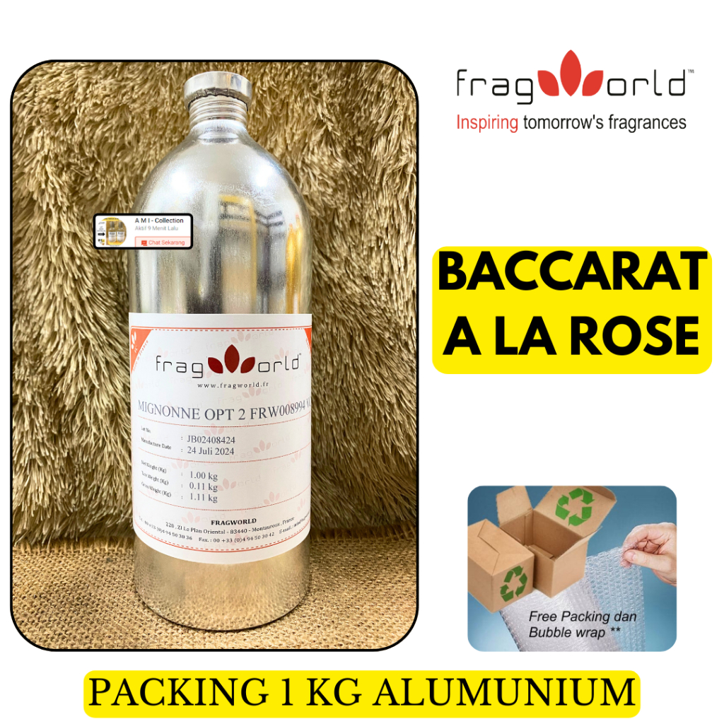 Bibit Parfum Baccarat A LA ROSE Murni 1 KG SEGEL Alumunium FRAGWORLD Fragrance - Parfum Murni Non AL